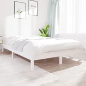 shumee vidaXL Posteljni okvir brez vzmetnice bel 140x190 cm masiven borov les