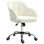 HOMCOM HOMCOM pisarniški stol poliester, umetno usnje 56D x 61Š x 76–86V cm Krem bela, (5000242839)
