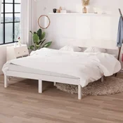 shumee vidaXL Posteljni okvir bel masivni les 120x190 cm dvojni