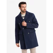 Ombre Mens double-breasted coat with decorative buttons - indigo