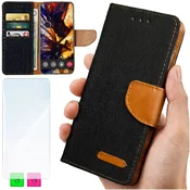 shumee Denarnica za Xiaomi Redmi 15C 5G 173mm/Poco C85 - črno platneno ohišje + STEKLO
