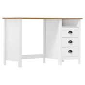 Vidaxl Pisalna miza Hill Range s 3 predali 120x50x74 cm trdna borovina