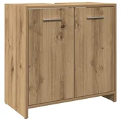 Vidaxl Omarica za umivalnik artisan hrast 60x33x60 cm inž. les