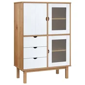 Vidaxl Visoka komoda OTTA rjava in bela 85x43x125 cm trdna borovina