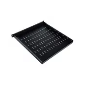 1U adjustable shelf 19, depth 500-900 mm, load capacity 100 kg, mounting at 4 points, screws included, black (RAL 9005)