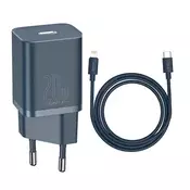 BASEUS SUPER SI glavni punjač, utičnica Type-C, 20 W, PD brzi punjač + kabel Type-C – Lightning, tamnoplava TZCCSUP-B03