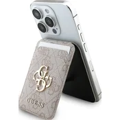 Guess 4G Kovinski Logotip MagSafe Denarnica za Karte z Stojalom Roza
