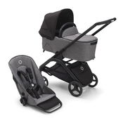 Bugaboo Dragonfly s košaro - BLACK/GREY MELANGE - MIDNIGHT BLACK