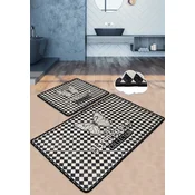 Lessentiel Maison Kupatilski otirac Kareli Kelebek, 2 komada, Crno-beli