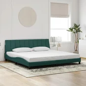 shumee vidaXL Posteljni okvir z vzglavjem temno zelen 200x200 cm žamet