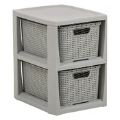 slomart Regal z 2 košarama BranQ Rattan, siv