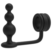 Dream Toys Ramrod Cockring with Beaded Anal Plug Black