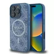 Ovitek Guess 4G Ring Classic Logo MagSafe za iPhone 16 Pro - blue