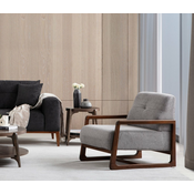 ATELIER DEL SOFA Fotelja Athena Bergere Light Grey Walnut