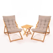 Hanah Home Baštenski set 2 stolice i stocic Braon-Bež