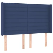 Vidaxl Vzglavje z ušesi modro 147x16x118/128 cm blago