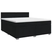 vidaXL Postelja boxspring z vzmetnico Črna 140 x 200 cm Blago