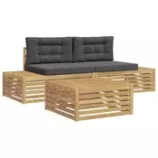 3 Komad Set vanjskih sofa Poliester Bijela