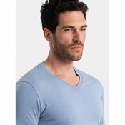 OMBRE Moška klasična bombažna majica BASIC modra MDN126106 M