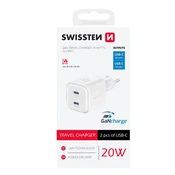 SWISSTEN NETWORK ADAPTER Gan 2x USB-C 20W white
