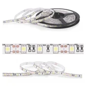 LED trak 12V SMD 5050 - 300 LED IP63 RGB bela podlaga rola 5m 10m