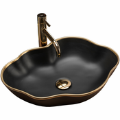 Umivalnik Rea Pearl Black Matt/Gold Edge