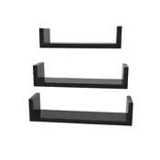 Songmics Stenska polica set 3 kosov 40x10x9 cm črna