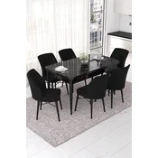 Hanah Home Set Trpezarijski sto i 6 stolica Nef, Crni