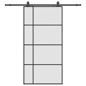 Vidaxl Drsna vrata s kompletom strojne opreme črna 102,5x205 cm ESG steklo