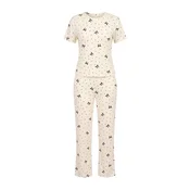 Trendyol ženski set pidžama Ecru 100% Cotton Ribbon and Polka Dot Knitted, boja