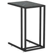 Vidaxl Računalniška stranska mizica črn marmor 50x35x65 cm steklo