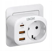 shumee Polnilna vtičnica Lencent 4-v-1, 2x USB-A, 1x USB-C Pd, vtič EU/PL