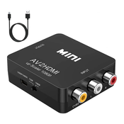 WIRELESS PLACE Pretvornik AV v HD multimedijski vmesnik 1080P Plug and Play RCA kompozitni AV adapter za igralno konzolo DVD predvajalnik TV črne barve, (5000094755)