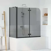 vidaXL Obloga za tuš Črna 120 x 68 x 130 cm ESG steklo in aluminij
