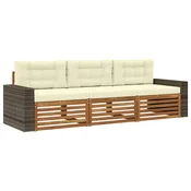 Set vanjskih sofa s jastukom 3 pcs Prirodna i krem Poliester