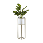 Metalna saksija LOFT 55x20 cm zlatna/bela