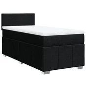 Vidaxl Box spring postelja z vzmetnico črna 90x200 cm blago