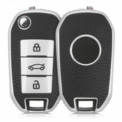 Navlaka za ključeve auta za Peugeot Citroen - srebrna