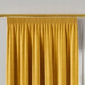 shumee Velvi gotova zavesa z nabiralnim trakom, žamet, rumena, gladka, 140x160 cm