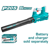 TOTAL TOOLS Akumulatorsko električno puhalo, 18500rpm/20V/2.0Ah-7.5Ah/P20S, serija INDUSTRIAL (TABLI20428), (20848999)
