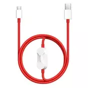ONEPLUS SUPERVOOC podatkovni kabel 2 u 1 USB - Type-C, 120 cm, CRVEN OP2IN1SPVCABLE