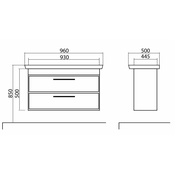 Omarica z umivalnikom Paola-100 cm stenska