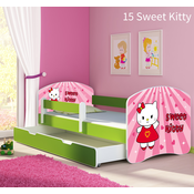 Djecji krevet ACMA s motivom, bocna zelena + ladica 140x70 cm - 15 Sweet Kitty