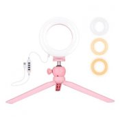 Puluz Mini Selfie krožka LED svetloba 4.7 + stativ, roza