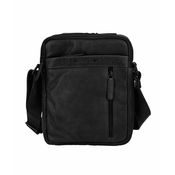 TORBA ENORAMNA Aviator Usnjena ČRNA BUFF TRUMBLED