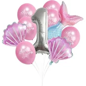 shumee Komplet balonov Morska deklica - številka 1, 10 balonov, deklica za 1. rojstni dan