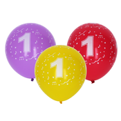 Napihljiv balon 30cm - set 5 kom, s številko 1