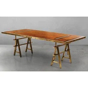 Casa Padrino luxury vintage industrial style dining table brown/brass 226.5 x 111 x H. 75.5 cm - Rectangular dining room table - Luxury vintage industrial style dining room furniture