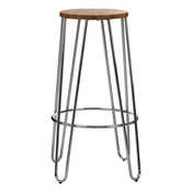 Barsko stol iz masivnega bresta v srebrni barvi/v naravni barvi (višina sedeža 75 cm) District – Premier Housewares