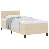 vidaXL Postelja z vzmetnico Bež 90x200 cm Tkanina